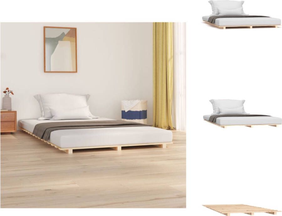 VidaXL Houten Bedframe Massief Grenenhout 190 x 135 x 5 cm Stabiele Lattenbodem Bed