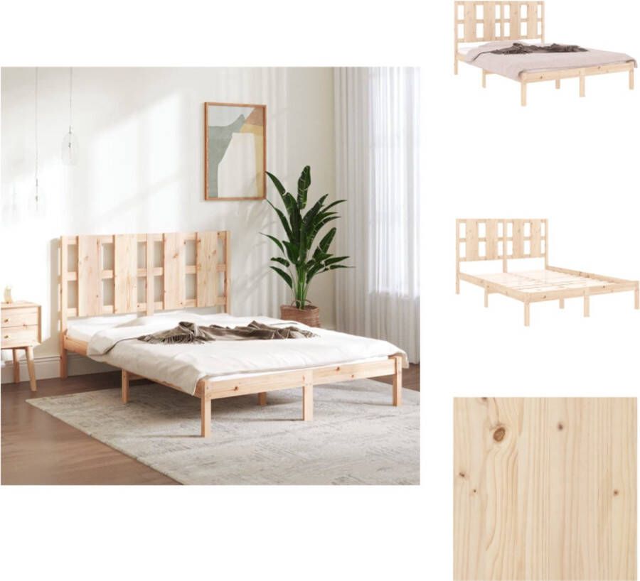 VidaXL Bedframe Bedframes Bed Bedbodem Bedframe zonder matras massief grenenhout 140x190 cm - Foto 2