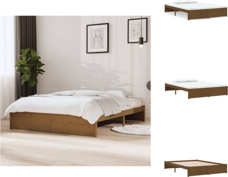 VidaXL Houten Bedframe Modern Bedroom Bedframe Afmeting- 195.5 x 145.5 x 69.5 cm Ken- Hoogwaardig massief grenenhout Kleur- Honingbruin Bed - Foto 4