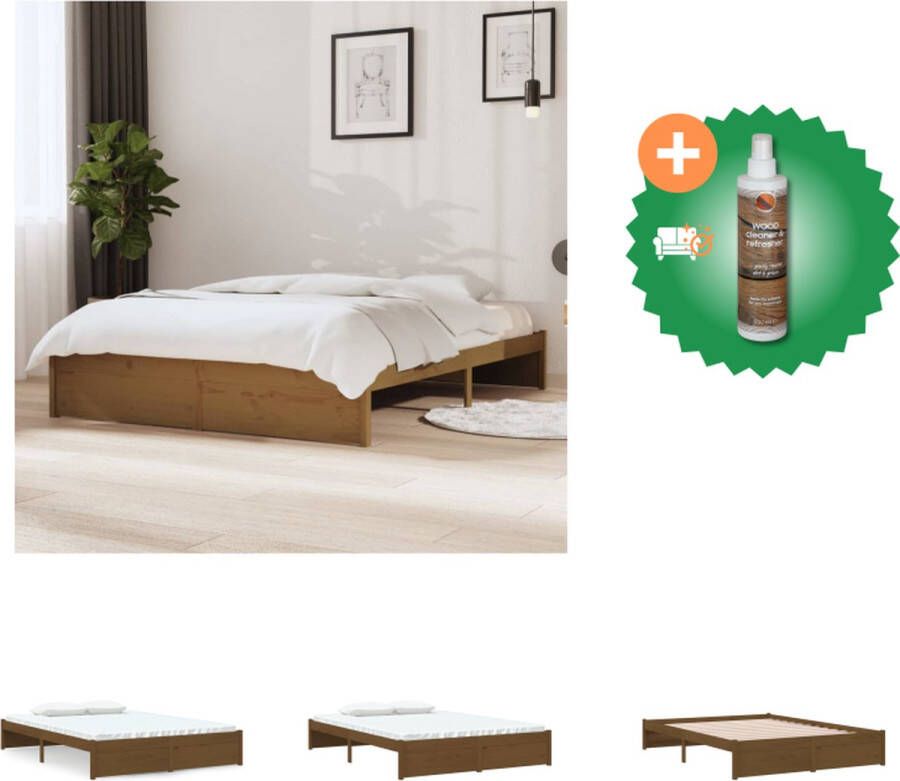 VidaXL Houten Bedframe Modern Bedroom Bedframe Afmeting- 195.5 x 145.5 x 69.5 cm Ken- Hoogwaardig massief grenenhout Kleur- Honingbruin Bed Inclusief Houtreiniger en verfrisser - Foto 3