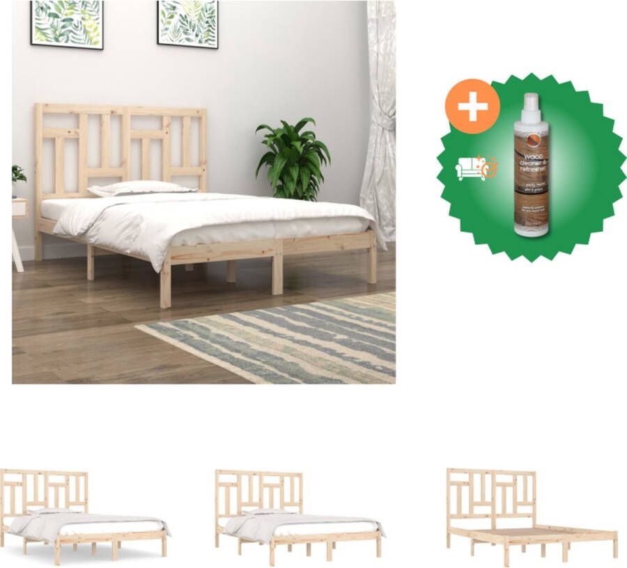 VidaXL Houten Bedframe Massief grenenhout 195.5 x 145.5 x 31 cm Met comfortabel hoofdeinde Bed Inclusief Houtreiniger en verfrisser