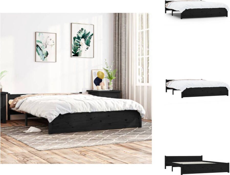 VidaXL Houten Bedframe 195.5 x 145.5 x 31 cm Hoogwaardig Grenenhout Stevige Lattenbodem Zwart Bed - Foto 7