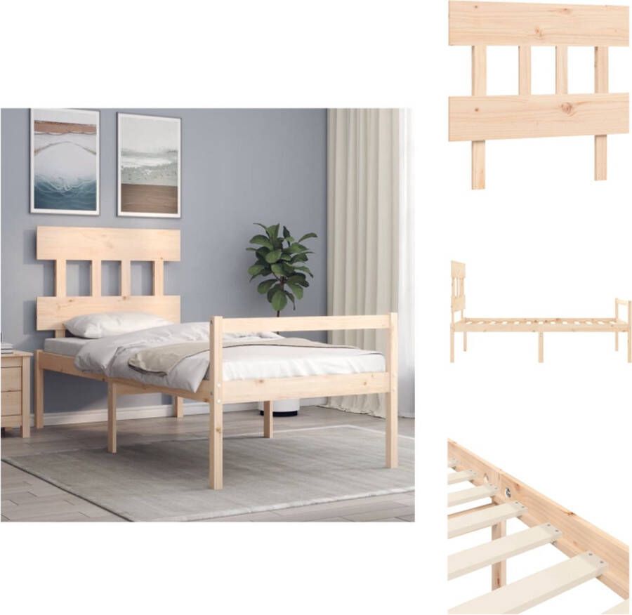 VidaXL Houten Bedframe Massief Grenenhout 195.5 x 80.5 x 81 cm 75 x 190 cm (2FT6) Multiplex Lattenbodem Bed