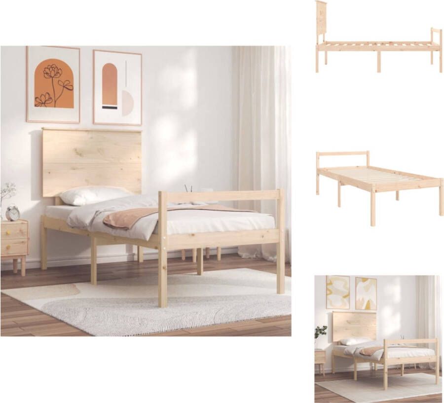 VidaXL Seniorenbed Seniorenbedden Senioren Bed Bedframe met hoofdbord massief hout 2FT6 Small Single - Foto 2