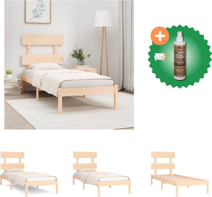 VidaXL Houten Bedframe Massief Grenenhout 195.5 x 95.5 x 31 cm Tijdloos Ontwerp Bed Inclusief Houtreiniger en verfrisser - Foto 4