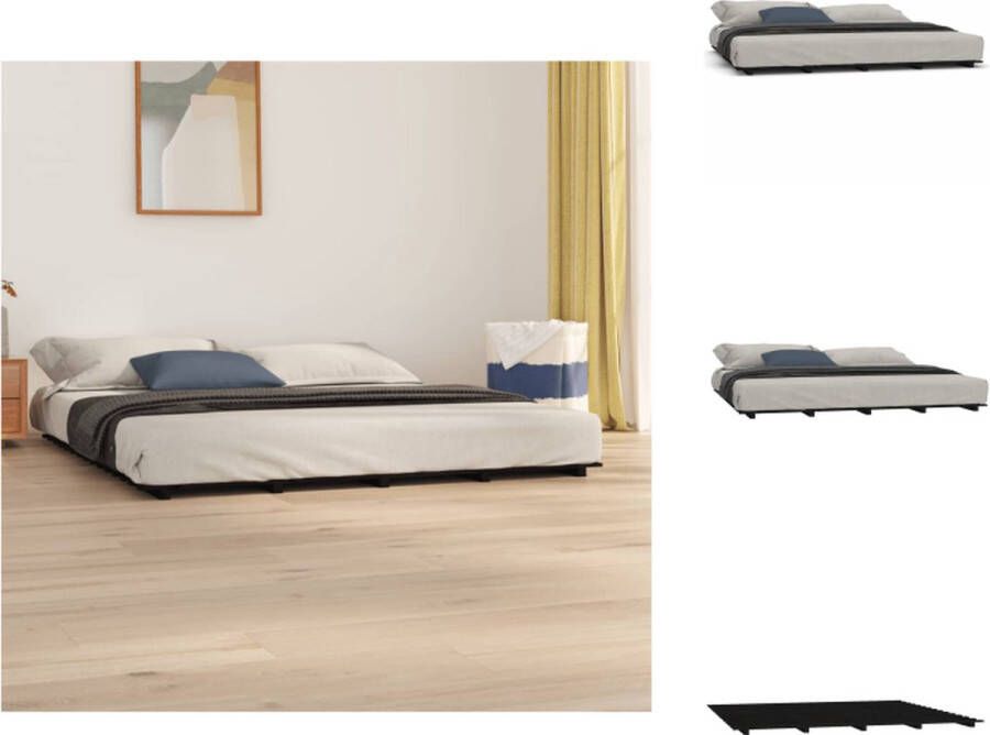 VidaXL Houten Bedframe Massief Grenenhout 200 x 180 x 5 cm Stabiel Zwart Bed
