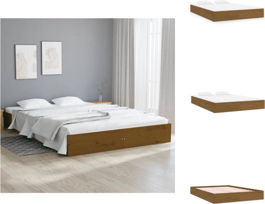 VidaXL Houten Bedframe Massief grenenhout 203 x 152.5 x 23 cm Honingbruin Bed