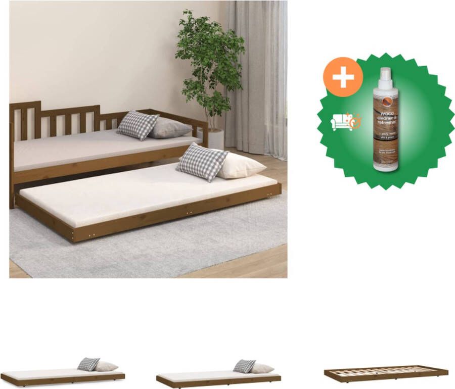 VidaXL Houten Bedframe Massief grenenhout 203.5 x 84 x 13 cm Honingbruin Bed Inclusief Houtreiniger en verfrisser