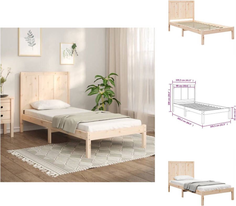 VidaXL Houten Bed Grenenhout 200 x 100 x 80 cm Stevig en stabiel Massief grenenhout Praktische lattenbodem Matras niet inbegrepen Bed - Foto 8