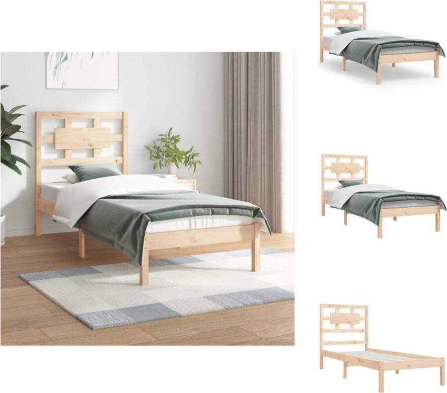 VidaXL Houten Bedframe Massief Grenenhout 205.5 x 105.5 x 31 cm Geschikt voor Matras 100 x 200 cm Montage vereist Bed - Foto 2