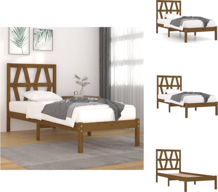 VidaXL Bedframe Bedframes Eenpersoonsbed Bed Bedframe massief grenenhout honingbruin 100x200 cm - Foto 8