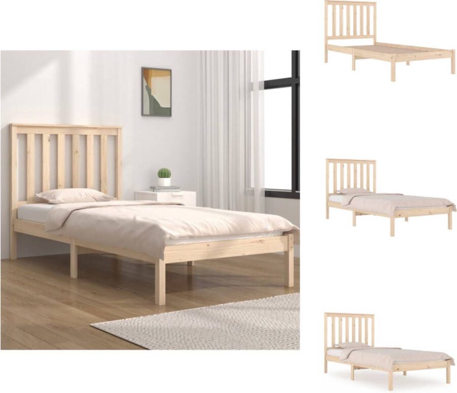 VidaXL Houten Bedframe Massief Grenenhout 205.5 x 105.5 x 31 cm Inclusief Hoofdeind Geschikt voor 100 x 200 cm Matras Montage Vereist Bed