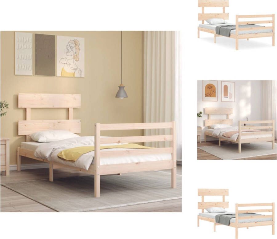 VidaXL Houten Bedframe Massief Grenenhout 205.5 x 105.5 x 81 cm Multiplex Lattenbodem Bed