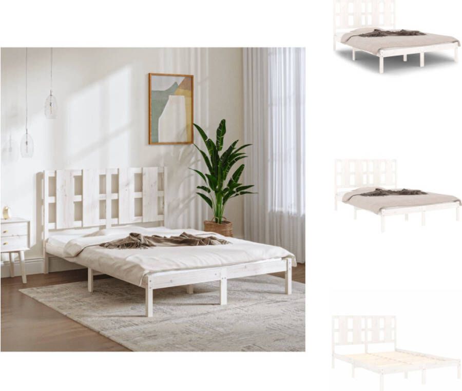 VidaXL Bedframe Grenenhout Wit 205.5 x 105.5 x 31 cm Geschikt voor matras van 100 x 200 cm Met klassiek hoofdeinde Montage vereist 1 x bedframe 1 x hoofdeind Bed - Foto 13