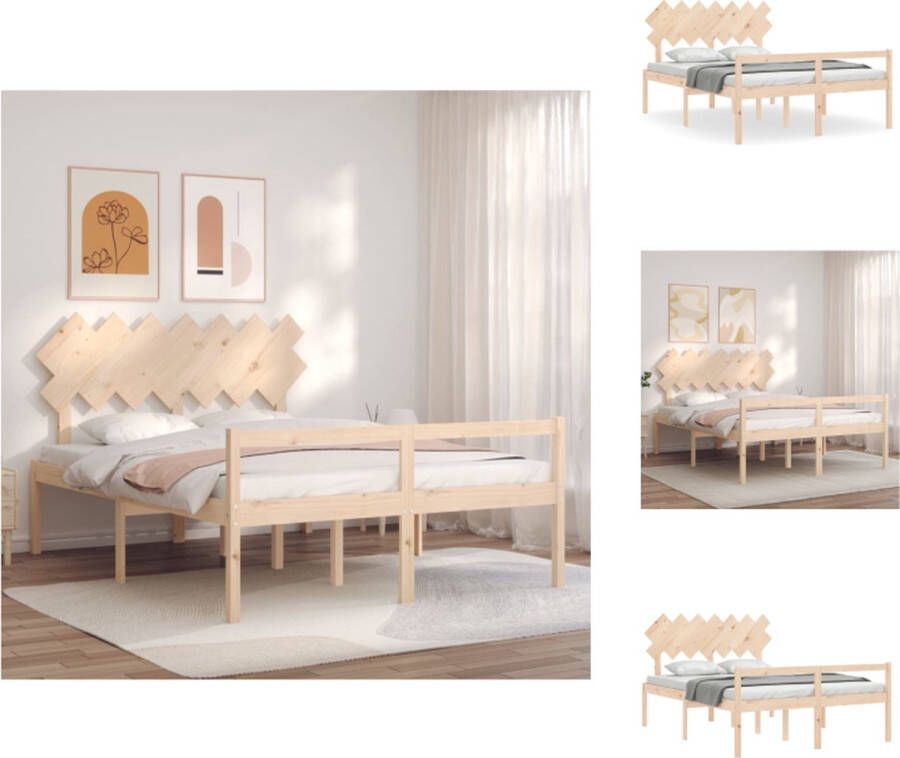 VidaXL Houten Bedframe Massief grenenhout 205.5 x 155.5 x 81 cm Multiplex lattenbodem Bed