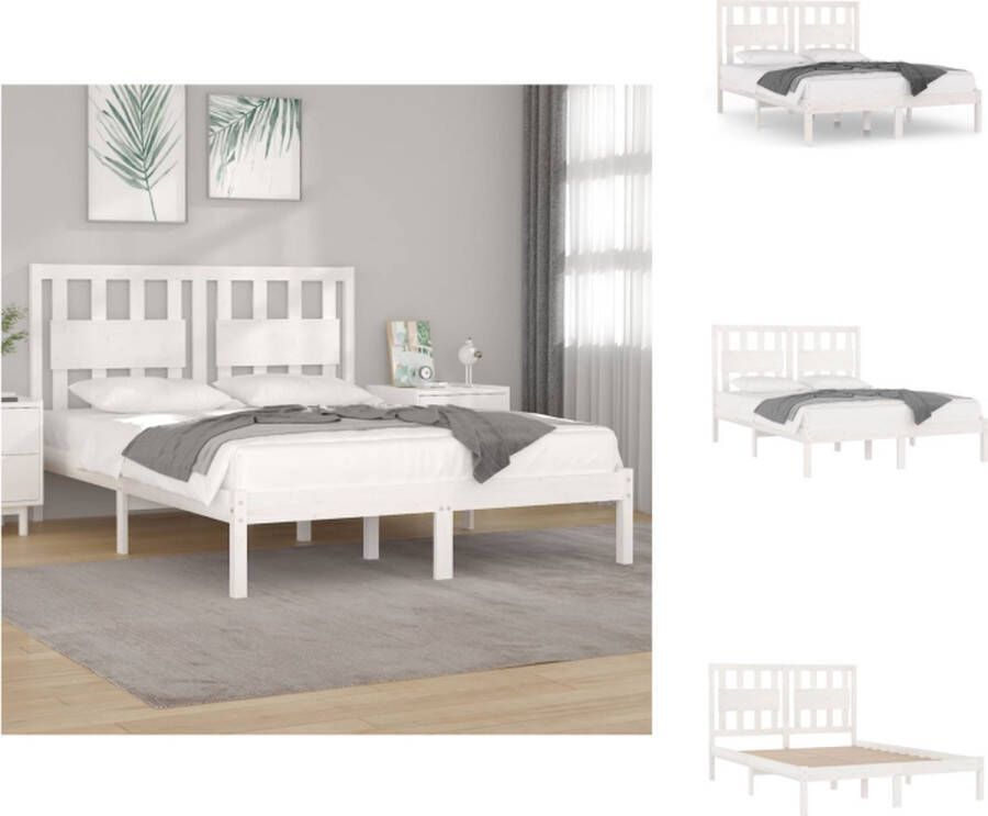 VidaXL Bedframe Bedframes Tweepersoonsbed Bed Bedframe massief grenenhout wit 180x200 cm - Foto 2