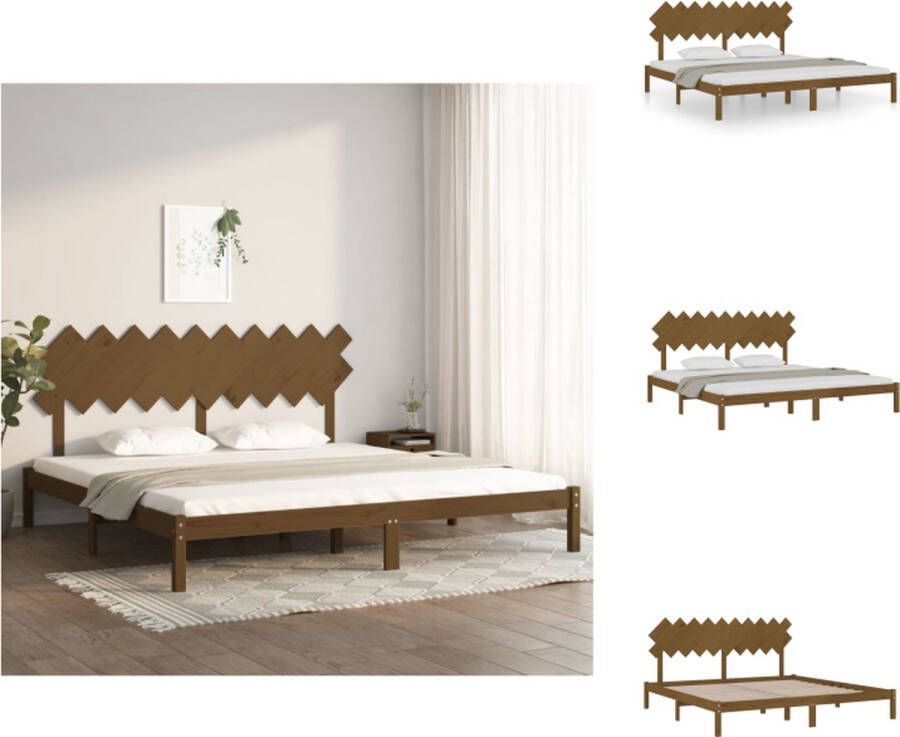 VidaXL Houten bedframe Massief grenenhout 205.5 x 205.5 cm Honingbruin Bed
