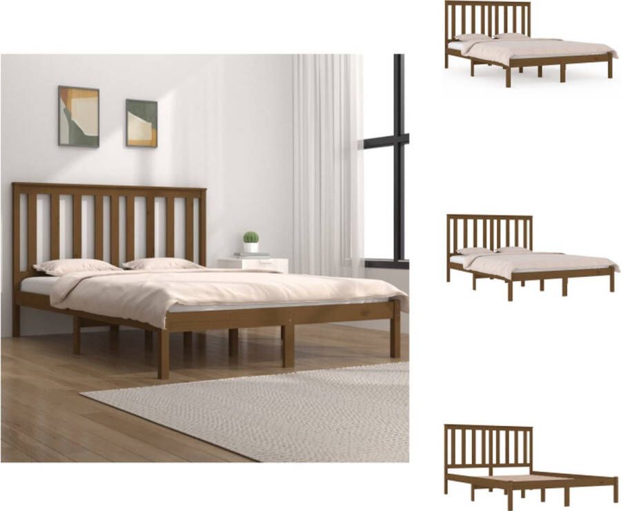 VidaXL Bedframe Bedframes Tweepersoonsbed Bed Bedframe massief grenenhout honingbruin 200x200 cm - Foto 2