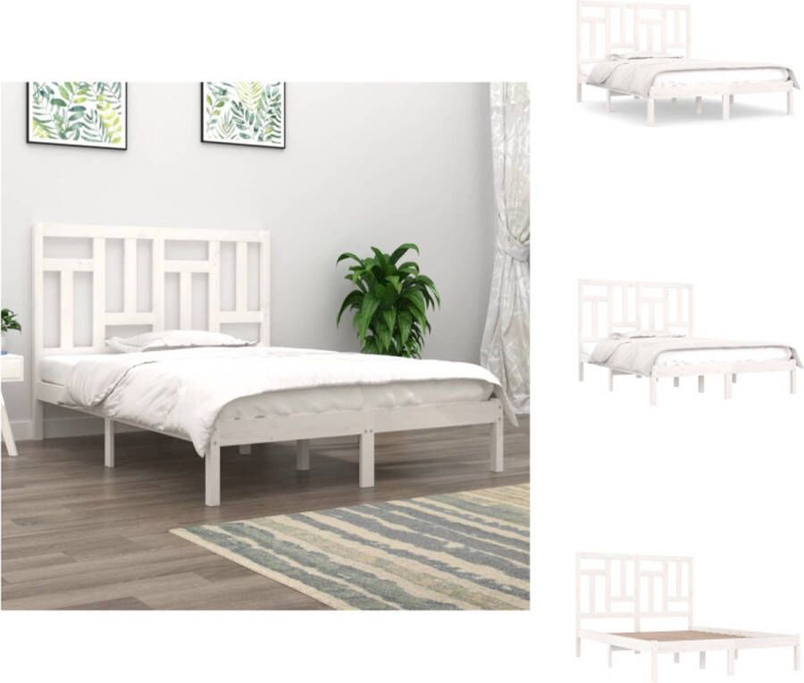 VidaXL Bedframe Wit Grenenhout 205.5 x 206 x 69.5 cm Hoogwaardig materiaal Stevig en stabiel Comfortabel hoofdeinde Uniek ontwerp Montage vereist Bed - Foto 7
