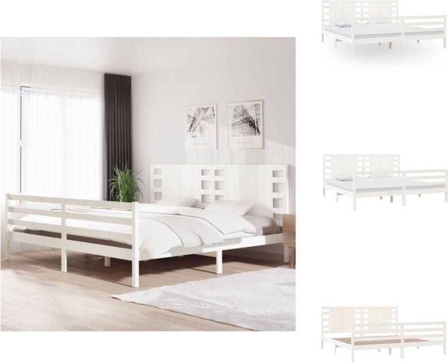 VidaXL Bedframe Wit Grenenhout 205.5 x 206 x 69.5 cm Hoogwaardig materiaal Stevig en stabiel Comfortabel hoofdeinde Uniek ontwerp Montage vereist Bed - Foto 11