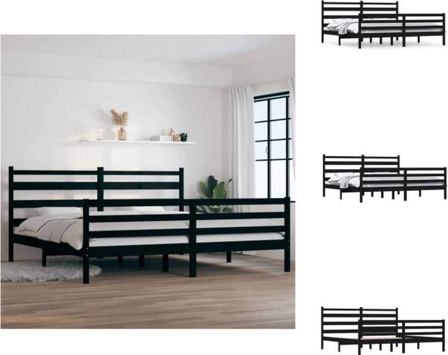 VidaXL Houten Bedframe Massief Grenenhout 205.5 x 206 x 100 cm Zwart Met Lattenbodem Bed