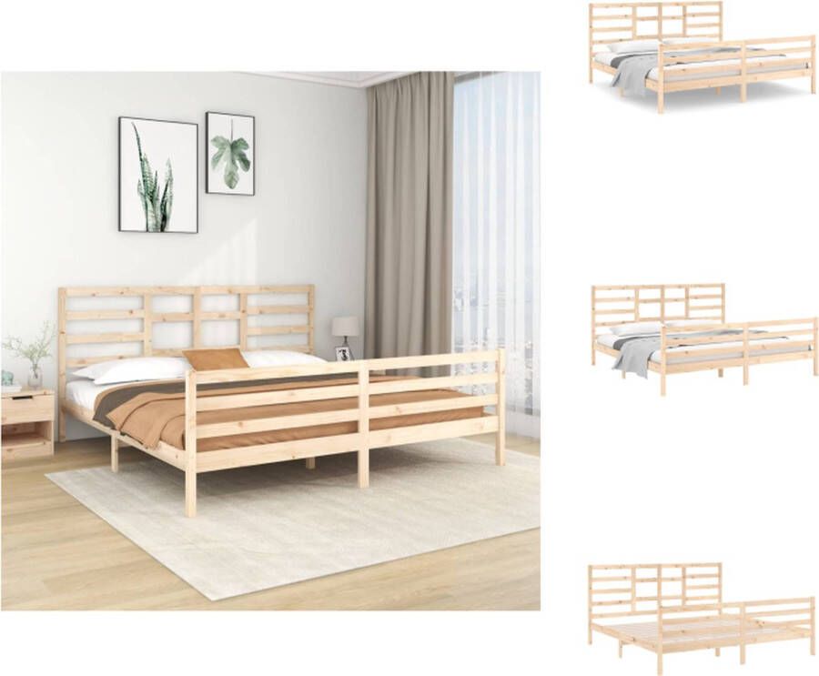 VidaXL Houten Bedframe Moderne Slaapkamer 205.5 x 205.5 x 69.5 cm Massief Grenenhout Montage vereist Bed - Foto 6