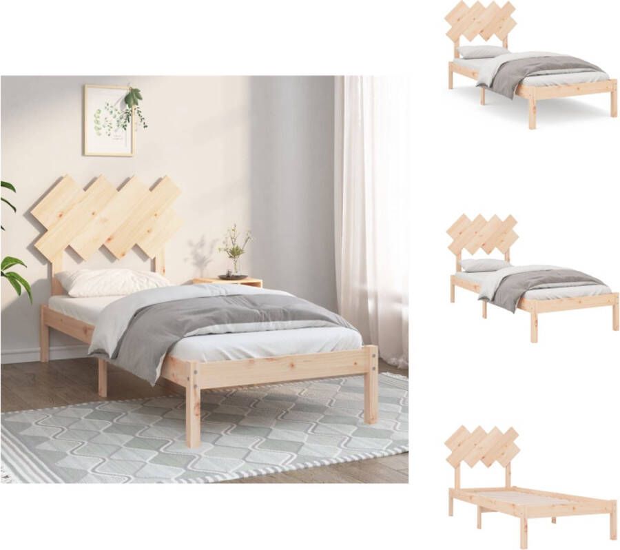 VidaXL Houten Bedframe Massief grenenhout 205.5 x 95.5 x 31 cm Stevige lattenbodem Bed