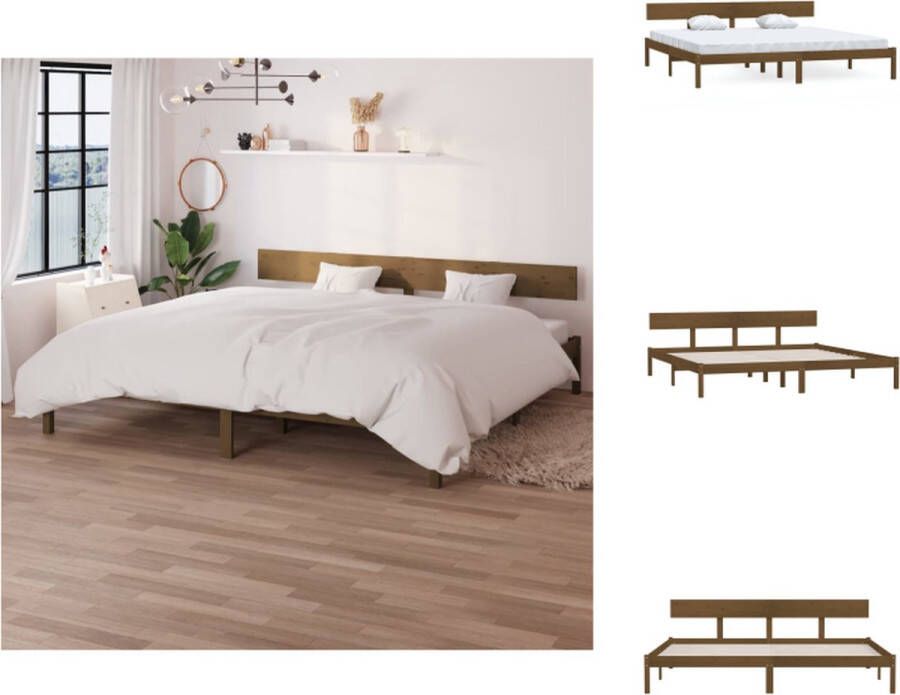 VidaXL Houten Bedframe Massief grenenhout 206.5 x 185.5 x 70 cm 180 x 200 cm Honingbruin Bed