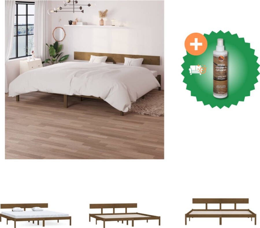 VidaXL Houten Bedframe Massief grenenhout 206.5 x 185.5 x 70 cm 180 x 200 cm Honingbruin Bed Inclusief Houtreiniger en verfrisser