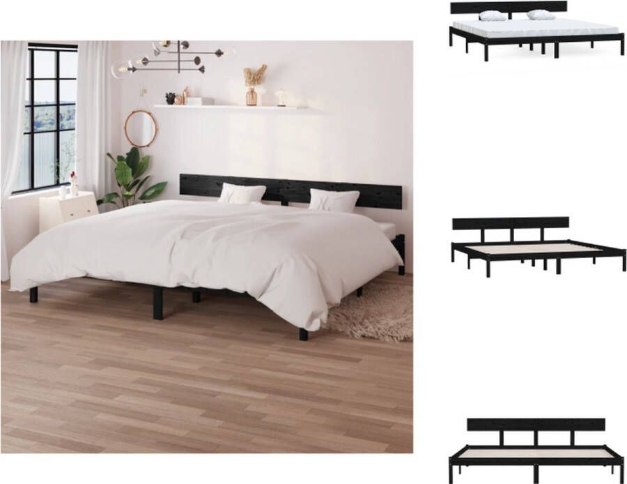 VidaXL Houten Bedframe Massief grenenhout 206.5 x 185.5 x 70 cm 180 x 200 cm Hoofdeinde Zwart Montage vereist Bed - Foto 1