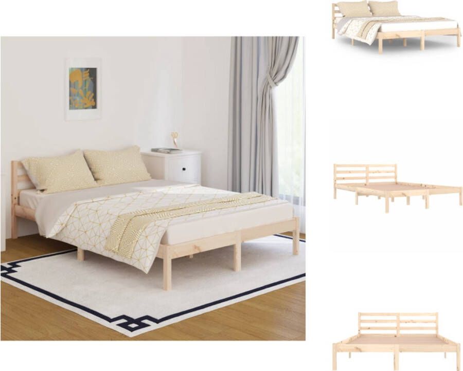 VidaXL Houten Bedframe Massief Grenenhout Bedden Afmetingen- 205.5 x 145.5 x 69.5 cm Ken- Stevig Bed