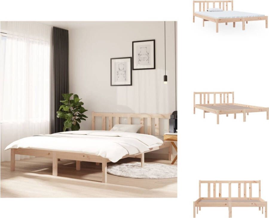 VidaXL Houten Bedframe Massief grenenhout Dubbel (135 x 190 cm) Bed