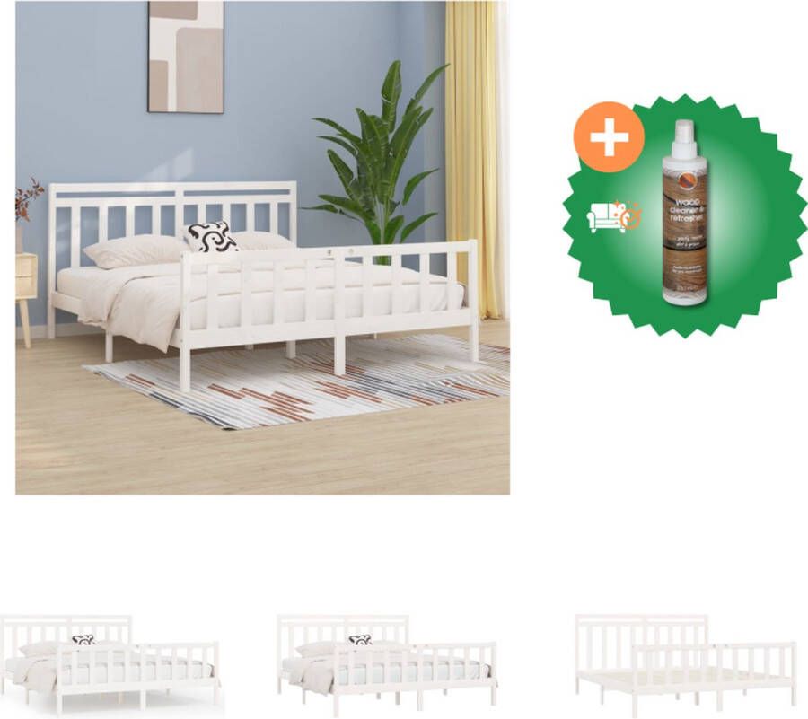 VidaXL Houten Bedframe Massief Grenenhout Multiplex Lattenbodem Comfortabel Hoofdeinde 205.5 x 186 x 100 cm Bed Inclusief Houtreiniger en verfrisser