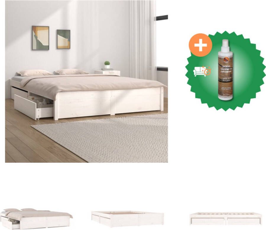 VidaXL Houten Bedframe Massief grenenhout Opbergfunctie 180x200 cm Bed Inclusief Houtreiniger en verfrisser