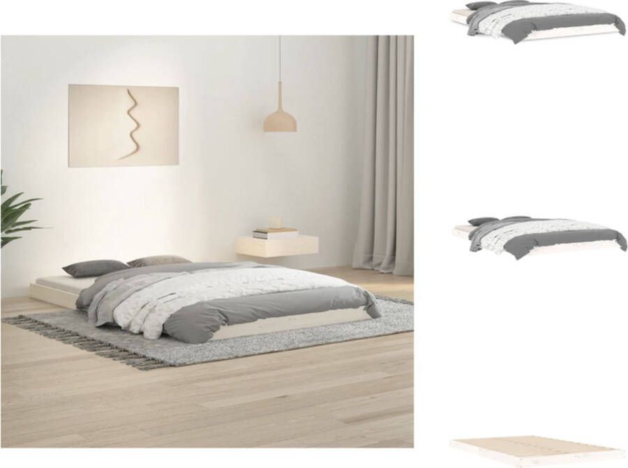VidaXL Houten Bedframe Massief Grenenhout Stabiel en Stevig 120x190cm Wit Bed