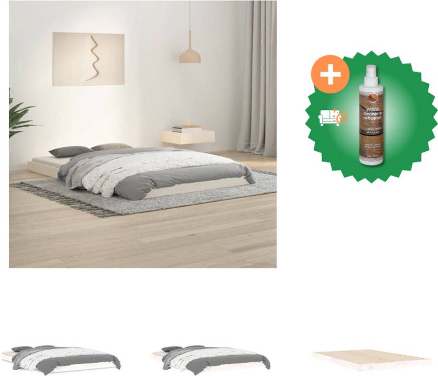 VidaXL Houten Bedframe Massief Grenenhout Stabiel en Stevig 120x190cm Wit Bed Inclusief Houtreiniger en verfrisser - Foto 2