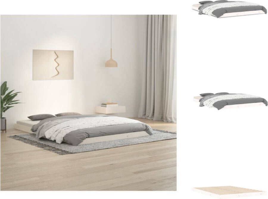 VidaXL Houten Bedframe Massief Grenenhout Stabiel en Stevig 135 x 190 cm Wit Bed