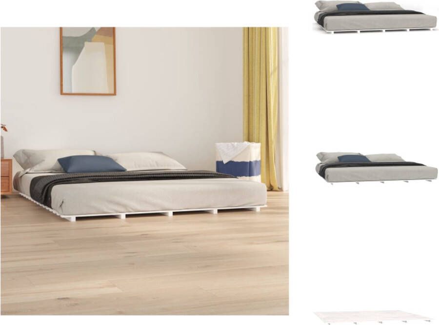VidaXL Bedframe Bedframes Bed Bedbodem Bedframe massief grenenhout wit 160x200 cm