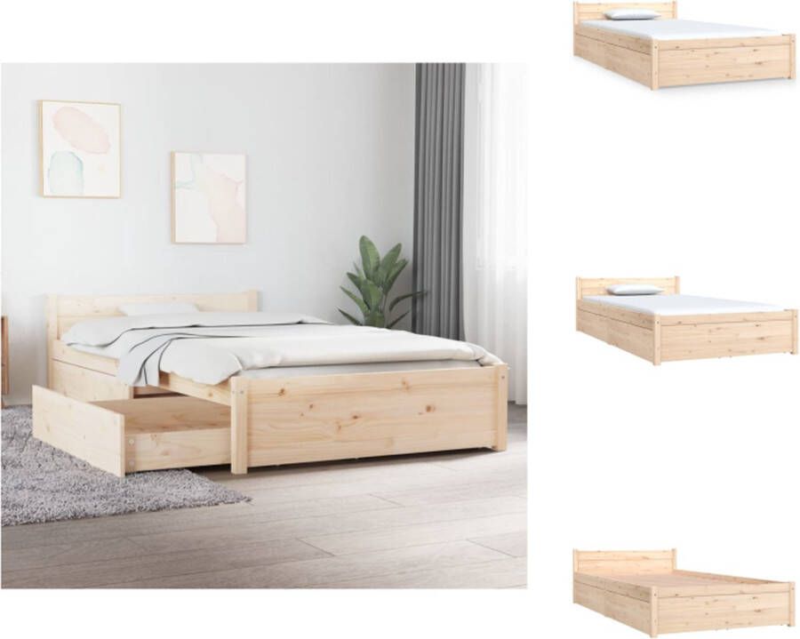 VidaXL Houten bedframe met opbergfunctie 205.5 x 95.5 x 51 cm Massief grenenhout Bed