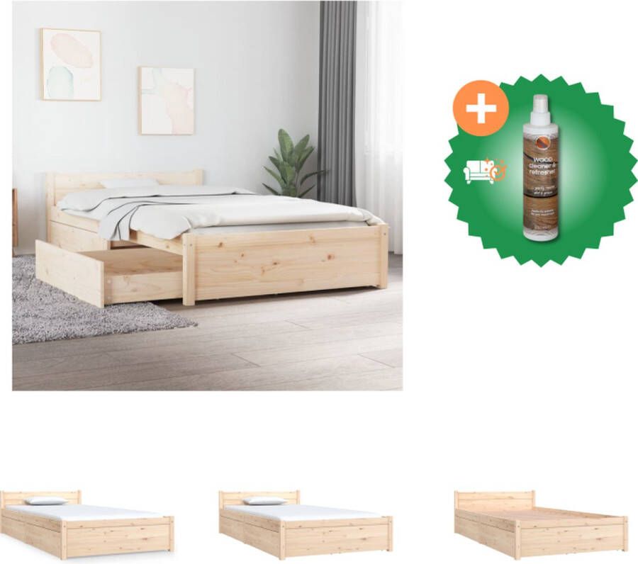 VidaXL Houten bedframe met opbergfunctie 205.5 x 95.5 x 51 cm Massief grenenhout Bed Inclusief Houtreiniger en verfrisser