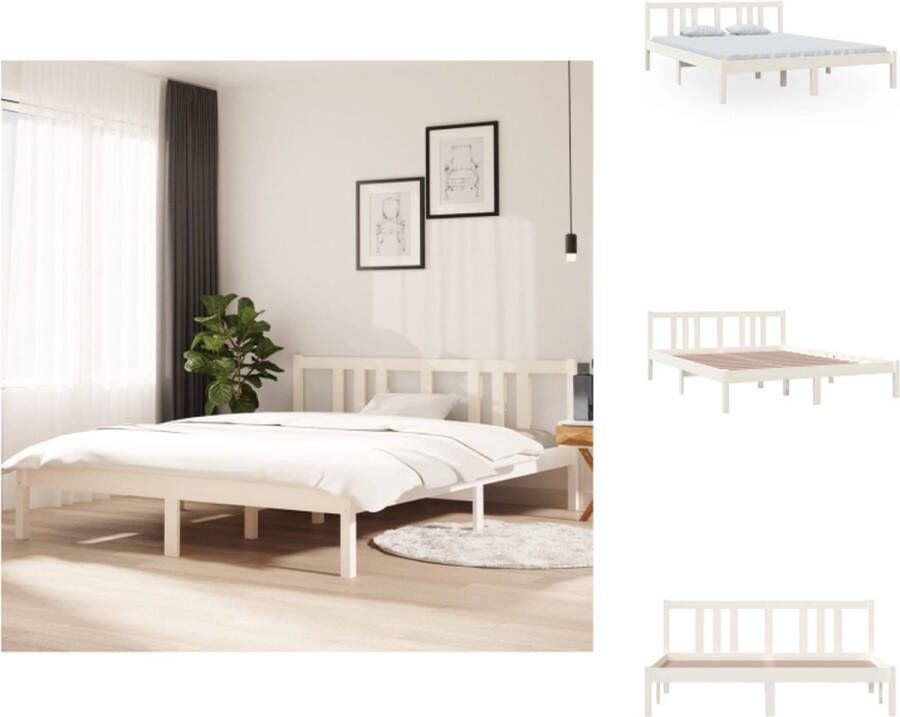 VidaXL Houten Bedframe Modern Bed 150 x 200 cm (5FT King Size) Ken- Hoogwaardig massief grenenhout Bed