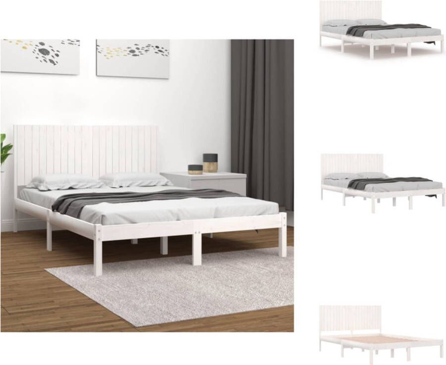 VidaXL Houten Bedframe Modern Bed Afmeting- 205.5 x 205.5 x 31 cm Kleur- Wit Bed