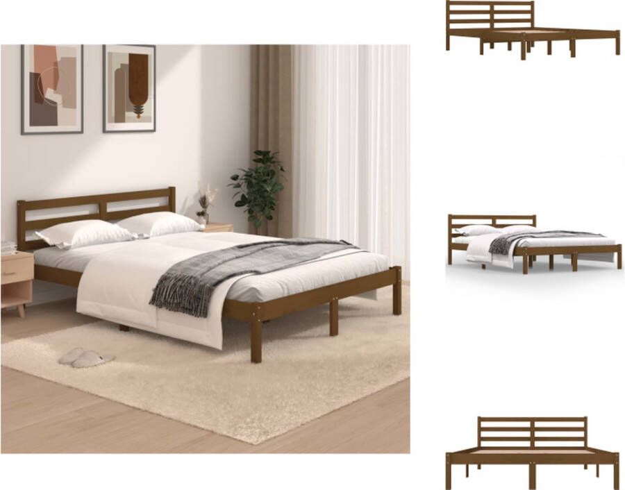 VidaXL Houten Bedframe Modern Bedden Afmeting- 195.5 x 125.5 x 69.5 cm Kleur- Honingbruin Bed