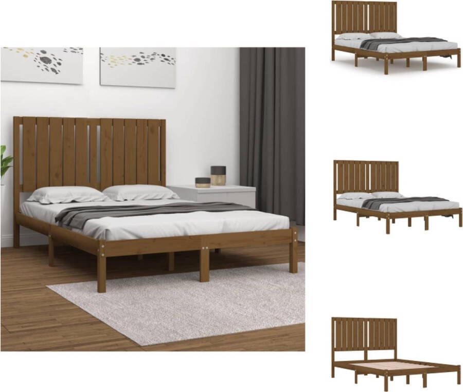 VidaXL Houten Bedframe Modern Bedden Afmeting- 205.5 x 125.5 x 31 cm (L x B x H) Kleur- Honingbruin Materiaal- Massief grenenhout Bed