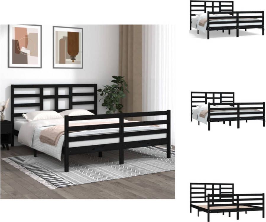 VidaXL Houten Bedframe Modern Bedframe 205.5 x 166 x 104 cm Zwart Bed