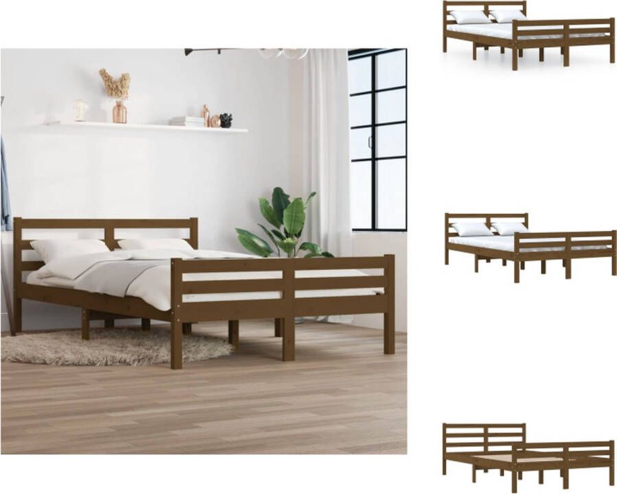 VidaXL Houten Bedframe Modern Bedroom Bedframe Afmeting- 195.5 x 140.5 x 69.5 cm Ken- Hoogwaardig massief grenenhout Bed