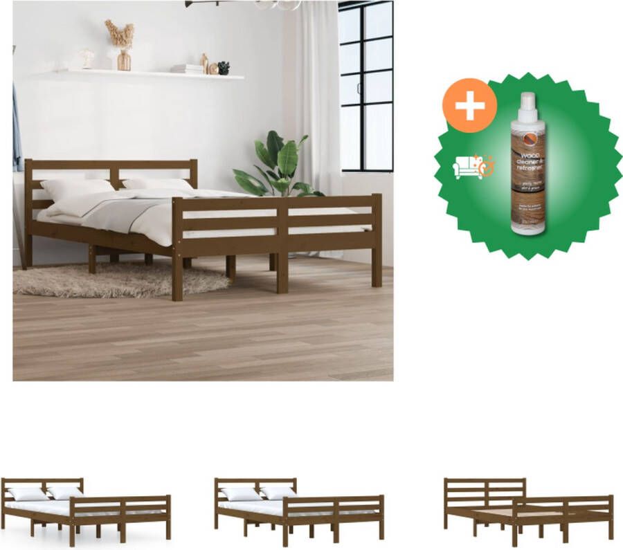 VidaXL Houten Bedframe Modern Bedroom Bedframe Afmeting- 195.5 x 145.5 x 69.5 cm Ken- Hoogwaardig massief grenenhout Kleur- Honingbruin Bed Inclusief Houtreiniger en verfrisser - Foto 2