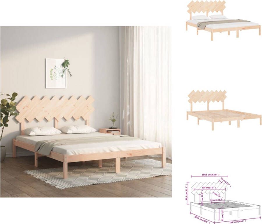 VidaXL Houten Bedframe Modern Bedroom Bedframe Afmeting- 205.5 x 165.5 x 31 cm Materiaal- Grenenhout Bed