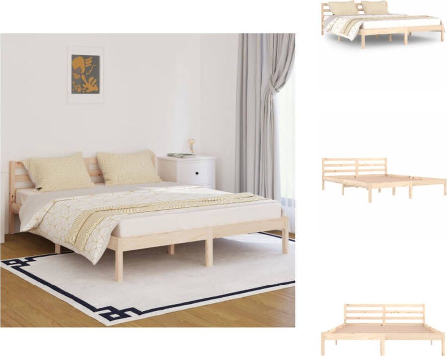 VidaXL Houten Bedframe Modern Bedroom Bedframe Afmeting- 205.5 x 165.5 x 69.5 cm Ken- Massief grenenhout Bed - Foto 8
