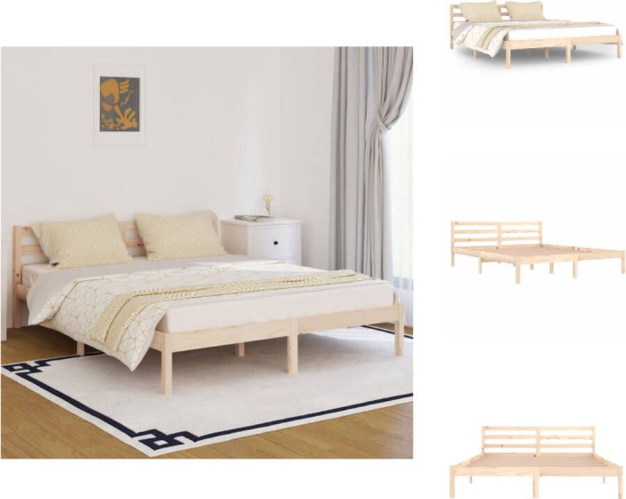 VidaXL Houten Bedframe Modern Bedroom Bedframe Afmeting- 205.5 x 165.5 x 69.5 cm Ken- Massief grenenhout Bed
